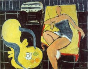 Dancer & Rocaille Armchair on Black Background, 1942, H. Matisse.